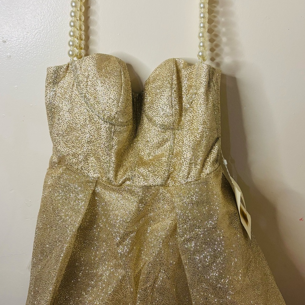 Gold Glitter Strapless Dress